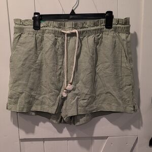Hang Ten Sage Green Women’s Linen Blend Drawstring Shorts Size XL NWT